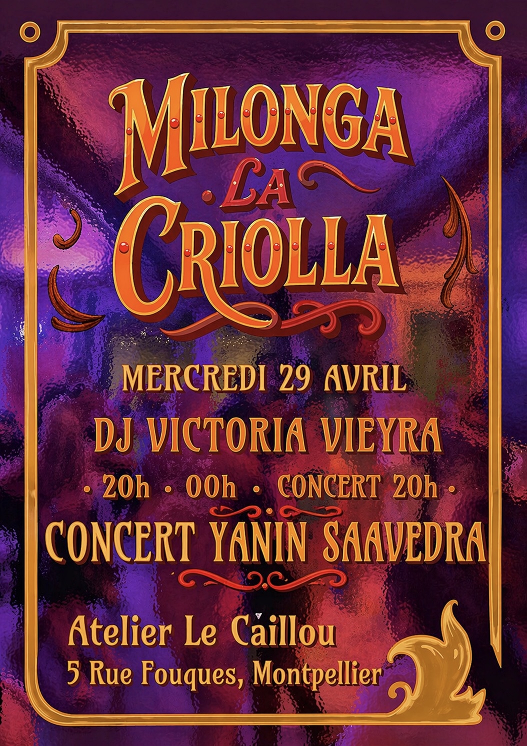 Affiche d'une précédente soirée Milonga La Criolla