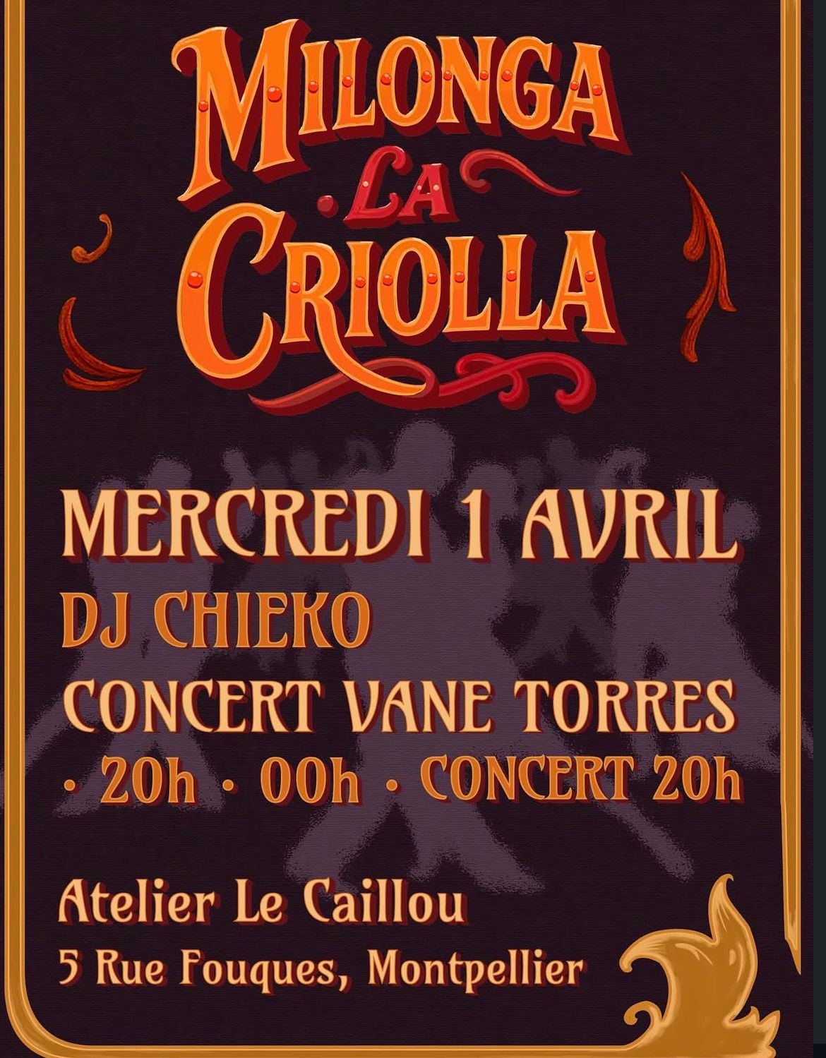 Affiche d'une précédente soirée Milonga La Criolla